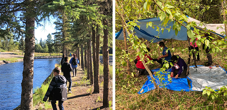 Design, Skills and Technologies shelter building in the spring.